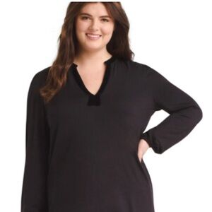 Lauren Ralph Lauren Velvet Trim Knit Long sleeve Top, Size 3X